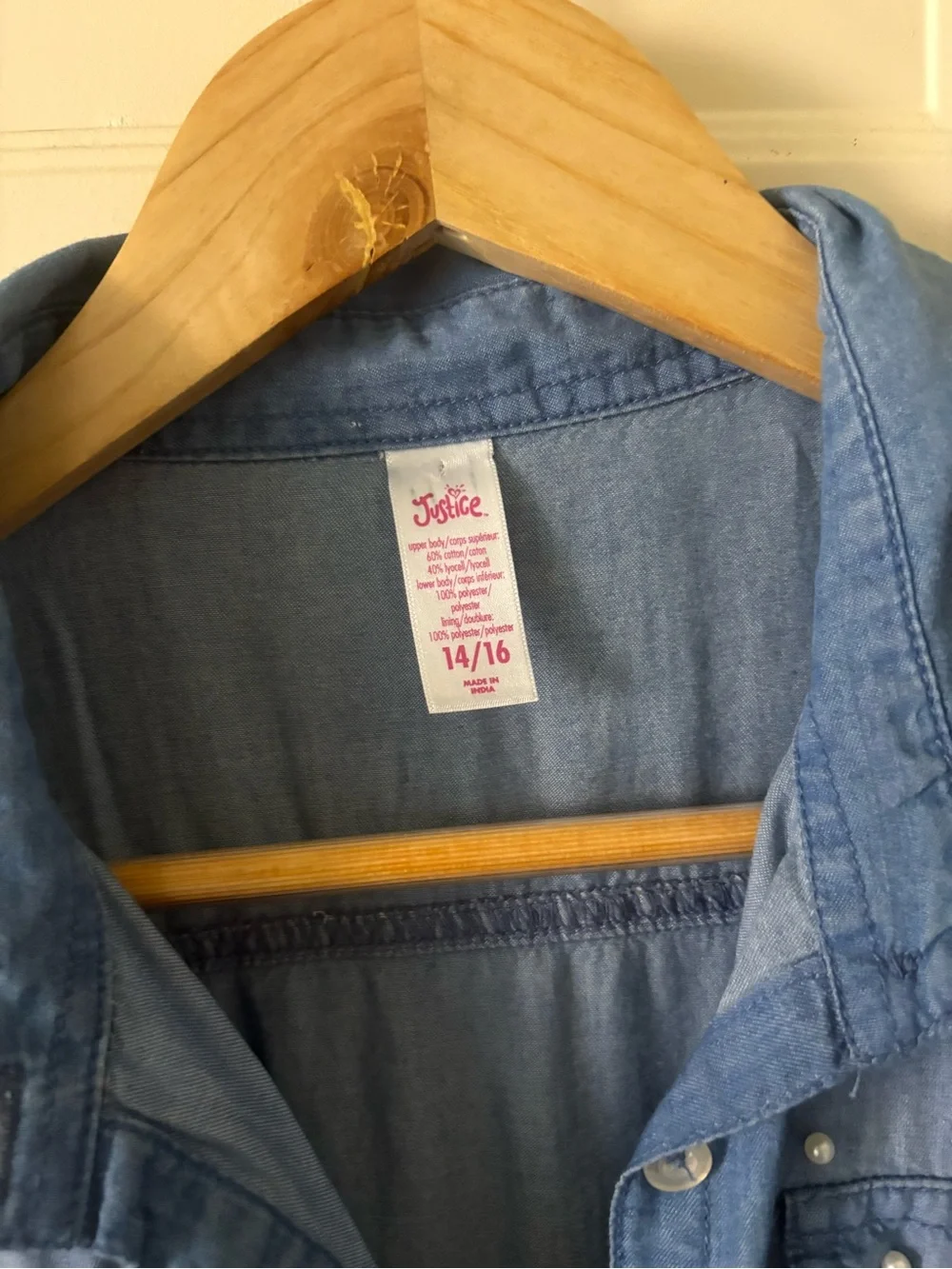 Justice Blue Denim Top with Pink Tulle Skirt Dress